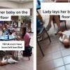 Orangtua asyik makan, bayi digeletakkan di lantai mal yang keras dan dingin 