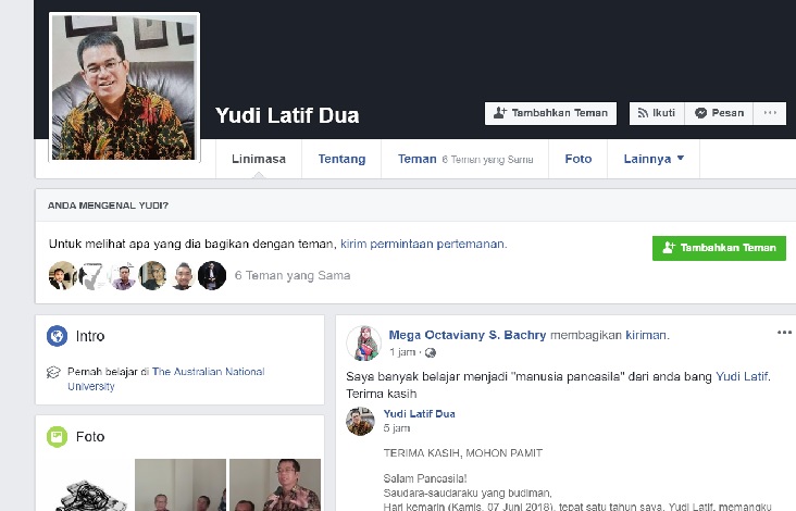 Yudi Latif mundur dari BPIP