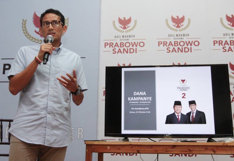 Dana kampanye Prabowo-Sandi Rp31,7 miliar, Parpol penyumbang hanya Gerindra