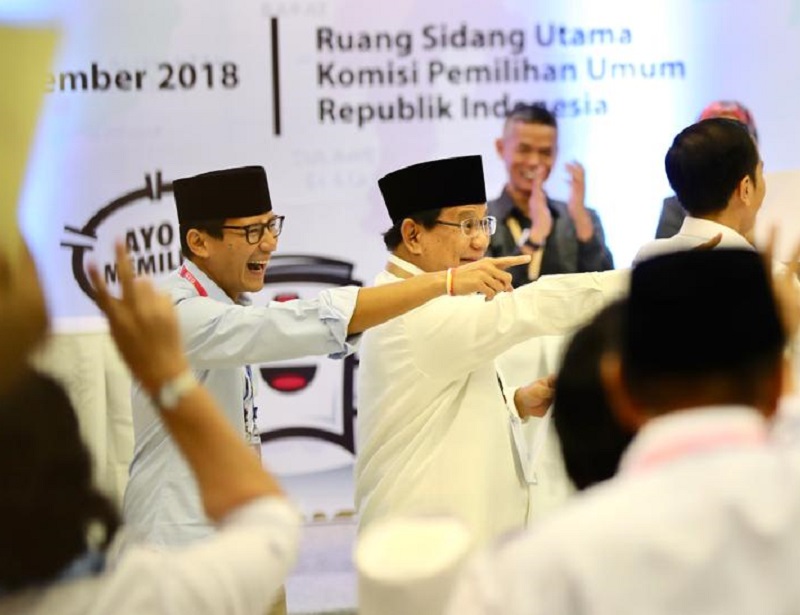 Prabowo dan Sandi melesat jadi tokoh top person 2018
