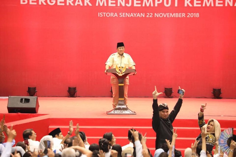 Prabowo-Sandi pidato visi misi secara streaming di Facebook