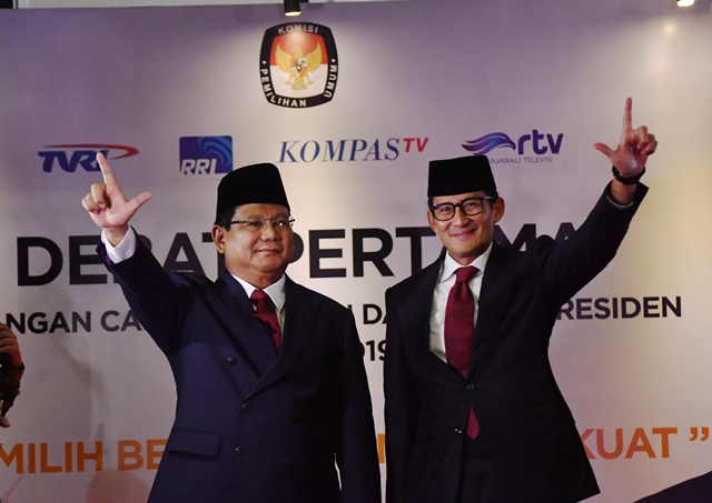 Prabowo-Sandi tiba di lokasi debat 