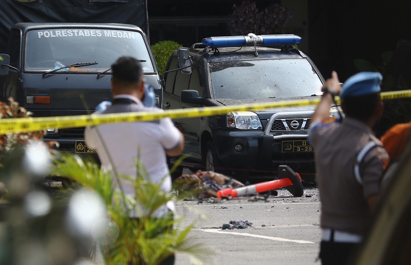 Identifikasi pascaledakan, polisi sisir warung dekat Polrestabes Medan 