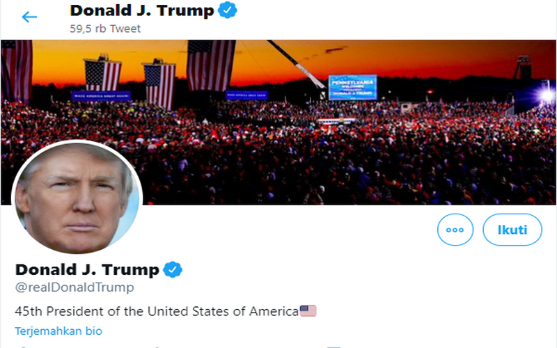 Buntut demo rusuh, Twitter blokir akun Trump