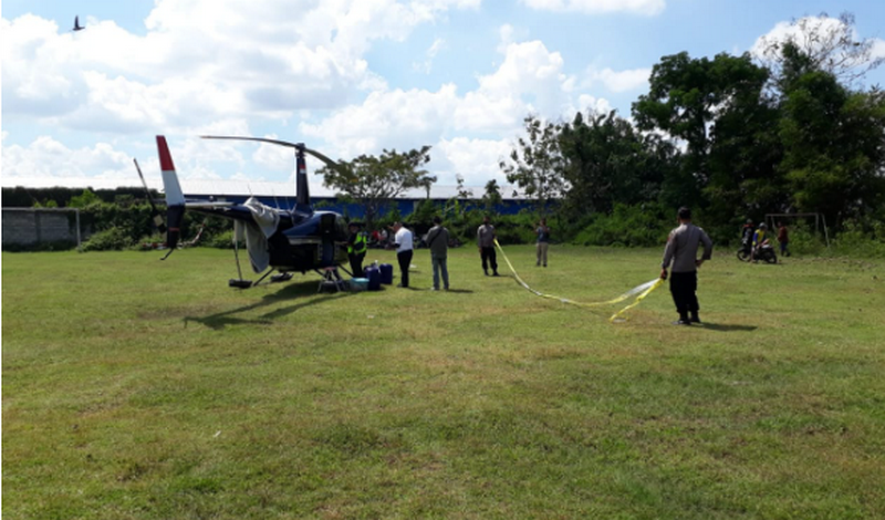 Kendala GPS, helikopter BNPB mendarat darurat di lapangan bola