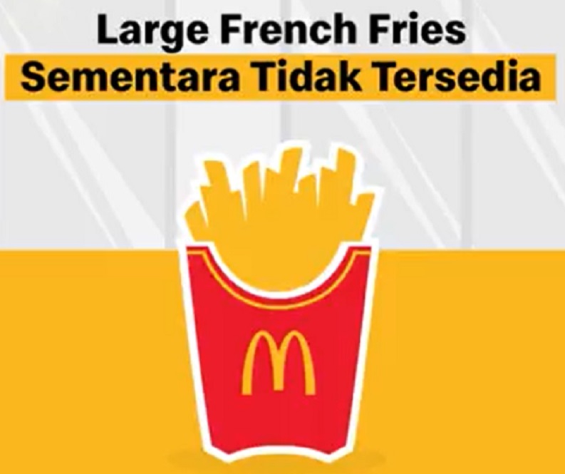 Maaf, untuk sementara McDonald’s tak menyediakan large french fries