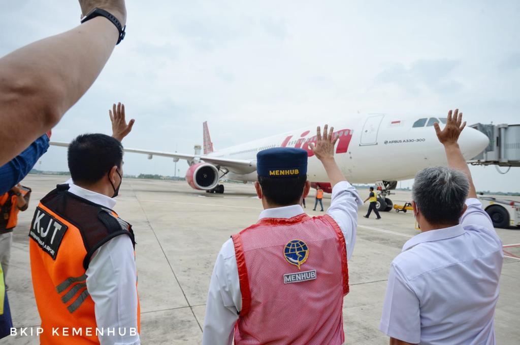 Penerbangan jemaah umrah kedua hari ini dari Bandara Kertajati