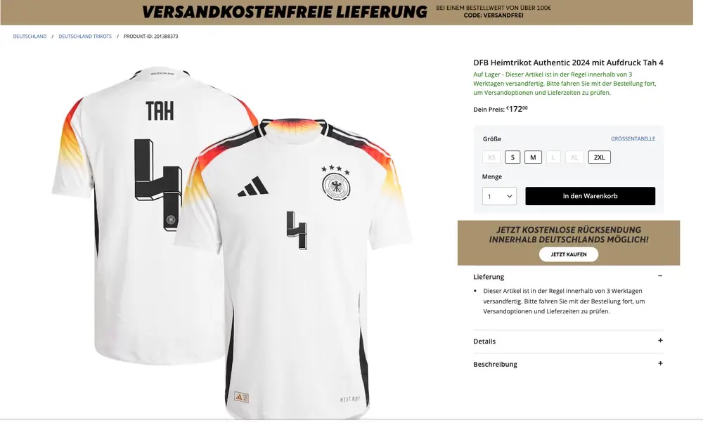 Desain jersey timnas Jerman juga dipermasalahkan