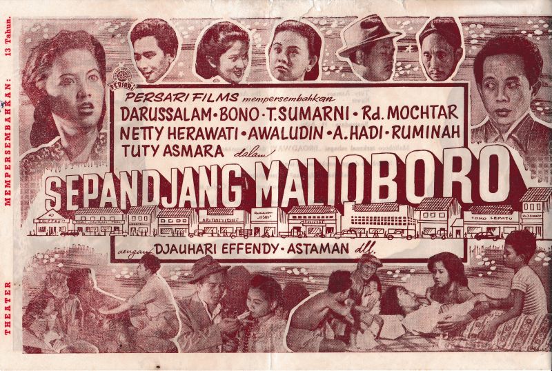 Flyer film Sepandjang Malioboro (1951), salah satu film yang dibintangi Titien Sumarni. (Fandy Hutari/Alinea.id)