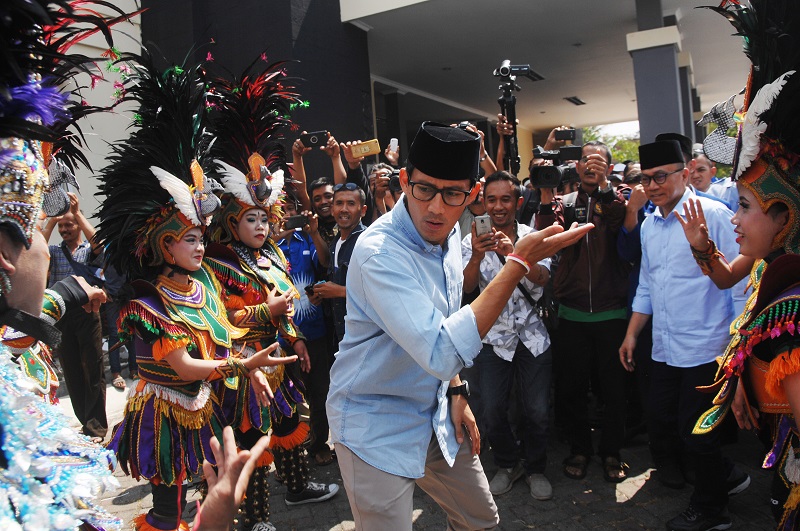 Calon Wakil Presiden Sandiaga Uno ketika mengunjungi Temanggung. /Antara Foto
