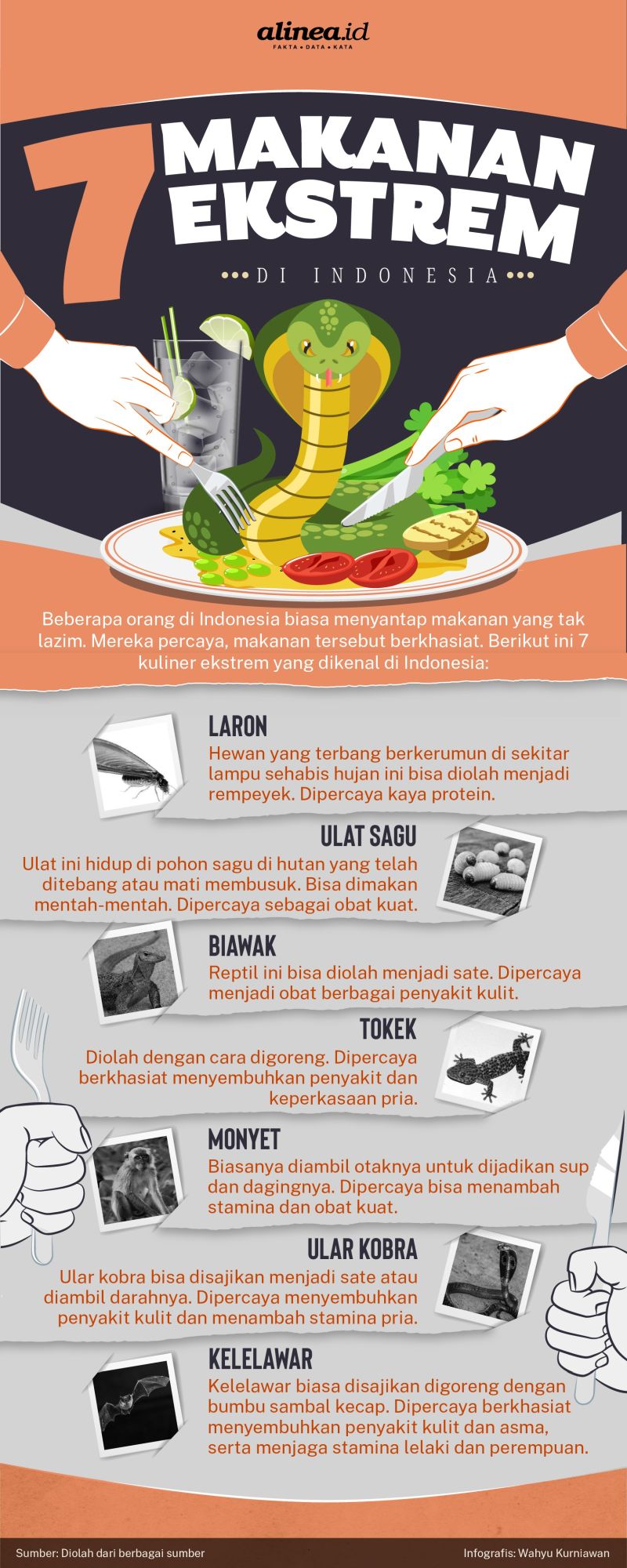 Infografik makanan ekstrem. Alinea.id/Wahyu Kurniawan.