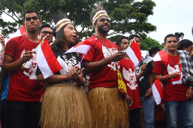 Aksi damai mahasiswa Papua di Jawa Timur beberapa waktu lalu. /Antara Foto.