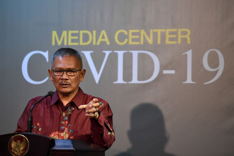 Juru bicara pemerintah untuk penanganan COVID-19 Achmad Yurianto memberikan keterangan pers di Kantor Presiden, Jakarta, Rabu (11/3/2020). Foto Antara/Sigid Kurniawan.