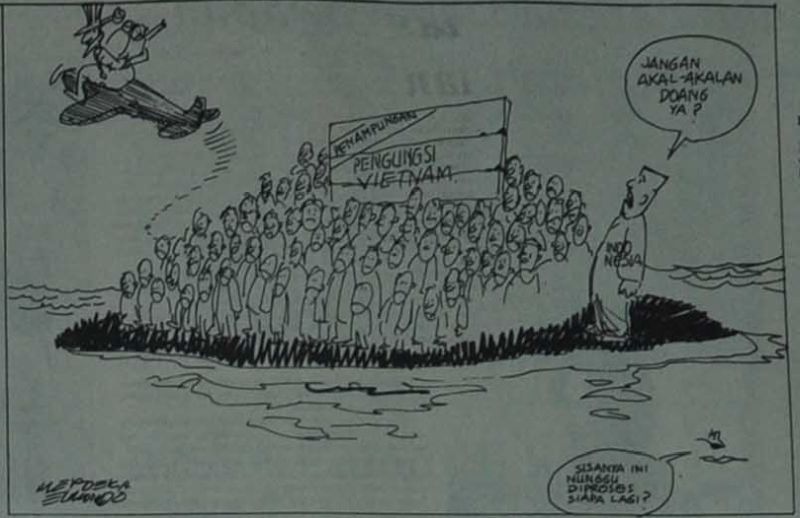 Karikatur pengungsi Vietnam. /Merdeka, 23 Mei 1979.