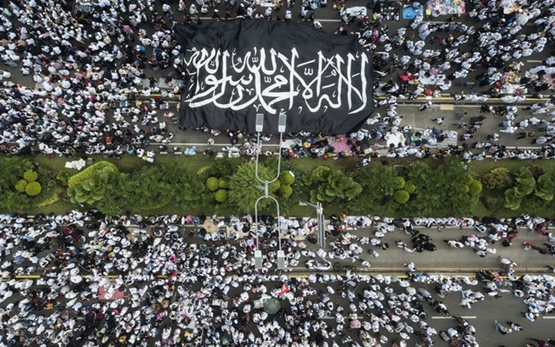 Suasana aksi Reuni 212 di kawasan Thamrin, Jakarta Pusat, pada Desember 2019. /Foto Antara