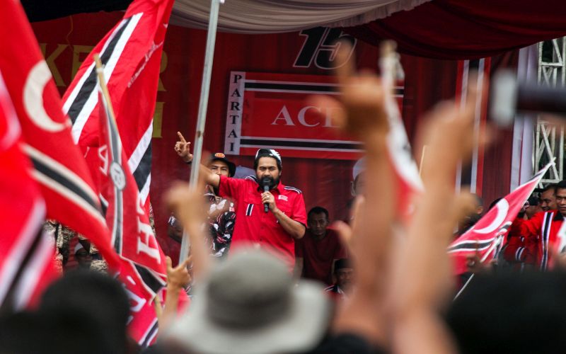 Partai Aceh menggelar kampanye akbar jelang pemungutan suara pada Pileg 2019. /Antara Foto