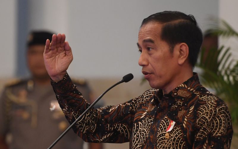 Presiden Joko Widodo berpidato saat Pencanangan Sensus Penduduk 2020 di Istana Negara, Jakarta, Jumat (24/1). /Antara Foto
