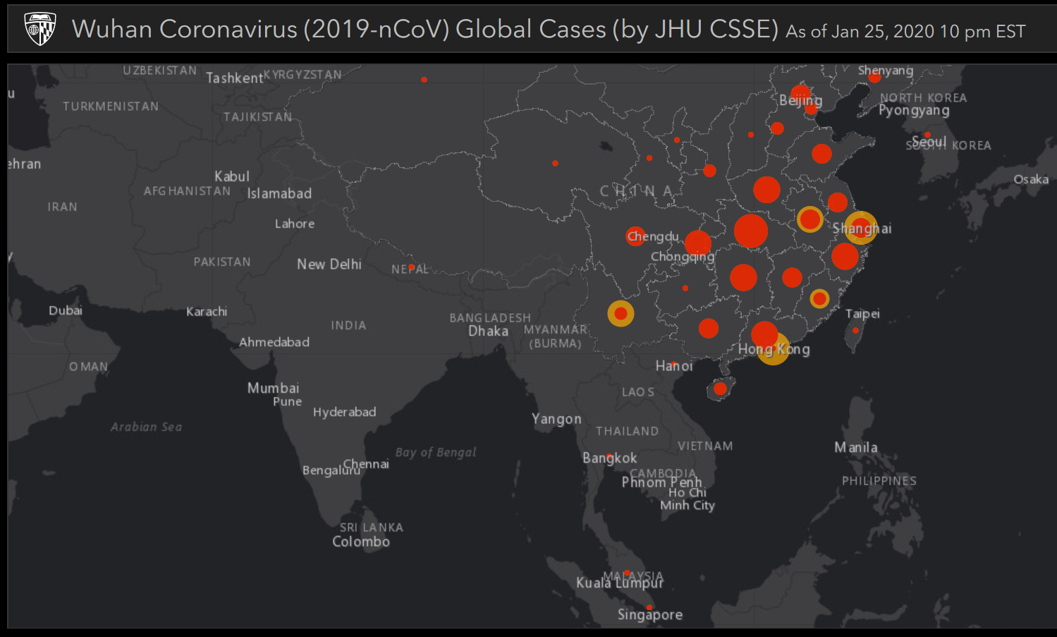 Sebaran infeksi coronavirus di seluruh dunia diambil dari laman pemantauan penyebaran realtime coronavirus di arcgis.com.