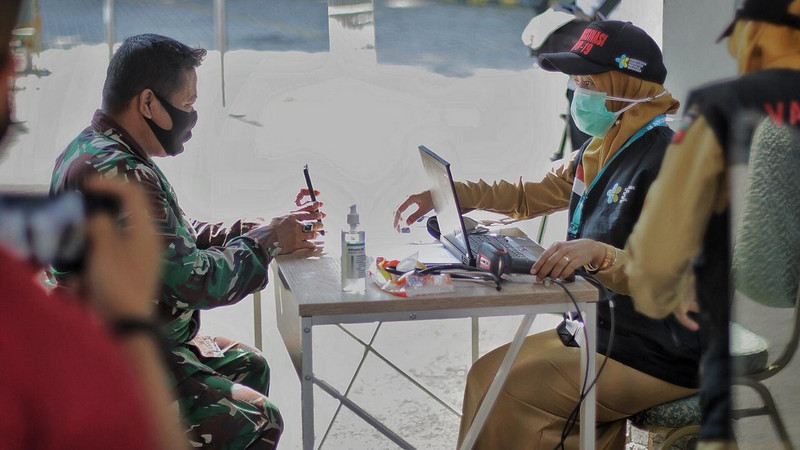 Simulasi vaksinasi Covid-19 Puskesmas Tanah Sareal, Kota Bogor, Jawa Barat, Senin (16/11/2020). Foto Dok. Pemkot Bogor