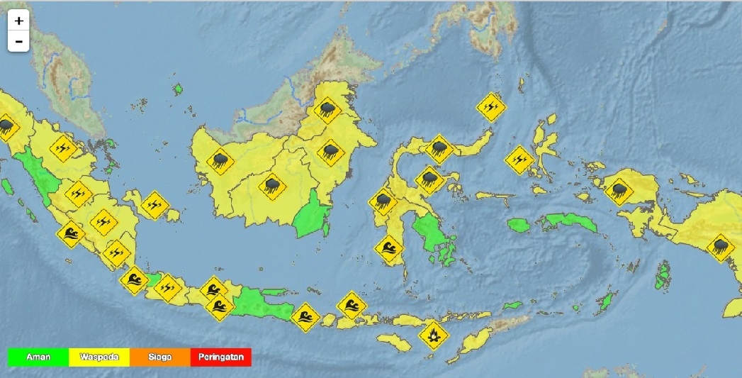 Peta daerah rawan bencana. Sumber BNPB