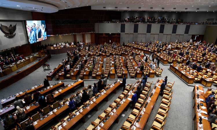 Suasana Rapat Paripurna DPR RI soal penetapan Prolegnas RUU Prioritas Tahun 2020 di Kompleks Parlemen Senayan, Jakarta, Rabu (22/1/2020). Foto Antara/Puspa Perwitasari.