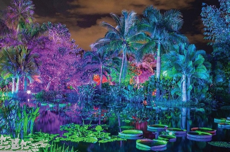 Salah satu area atraksi wisata malam Glow di Kebun Raya Bogor, Jawa Barat. Foto dok. Glowindonesia