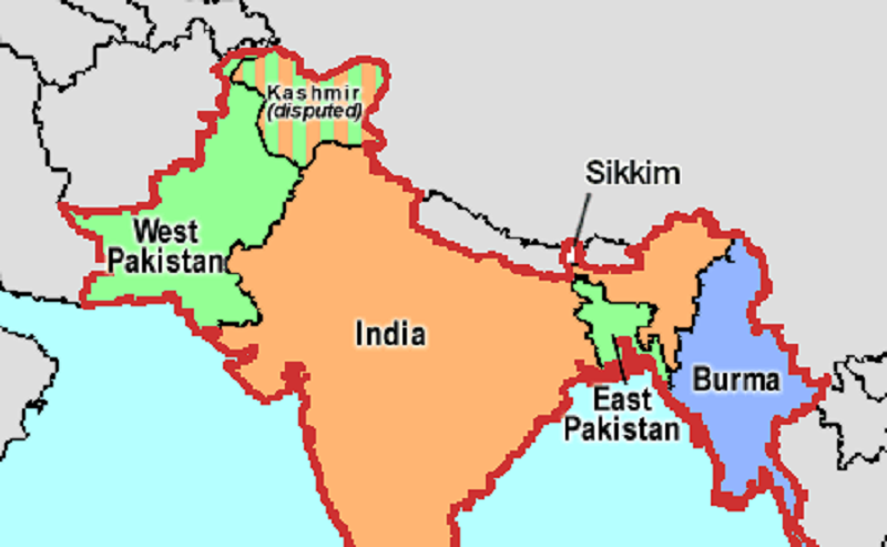 Ilustrasi peta partisi India dan Pakistan. /Foto Wikimedia Commons