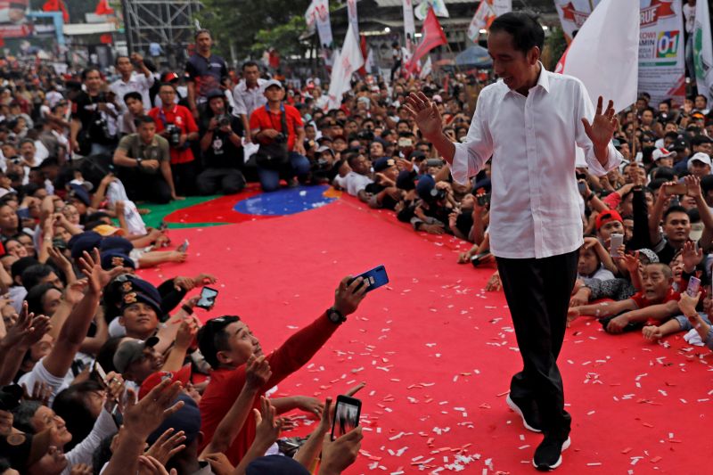 Presiden Joko Widodo saat menghadiri kampanye pemenangan dalam Pilpres 2019 lalu di Tangerang, Banten. Foto Reuters/Willy Kurniawan.