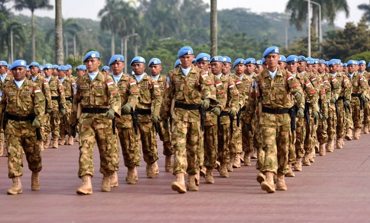 Kontingen Indonesia di pasukan perdamaian Perserikatan Bangsa-Bangsa (PBB). /Foto Antara