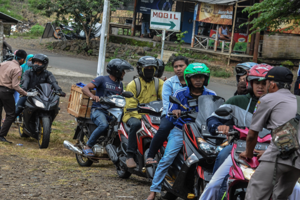 Ilustrasi rombongan pemudik pengguna sepeda motor. /Foto Antara